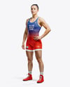 Woman Wearing Wrestling Uniform Mockup