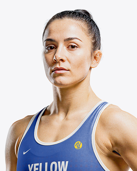 Woman Wearing Wrestling Uniform Mockup