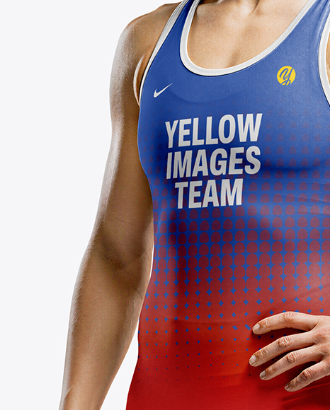 Woman Wearing Wrestling Uniform Mockup