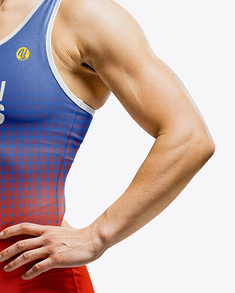 Woman Wearing Wrestling Uniform Mockup