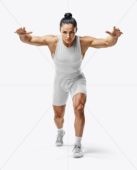 Woman Wearing Wrestling Uniform Mockup