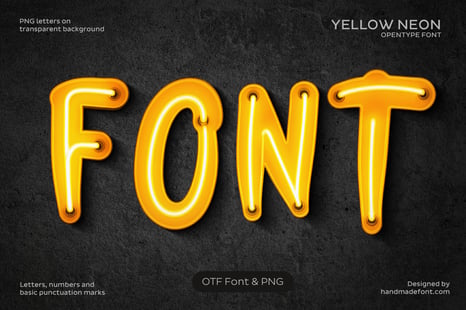 Yellow Neon Font - Realistic fonts