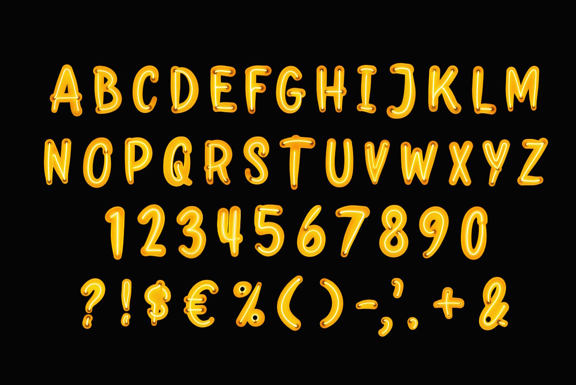 Yellow Neon Font