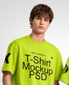 Young Couple Wearing Oversized T-Shirts Mockup