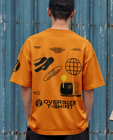Young Couple Wearing Oversized T-Shirts Mockup