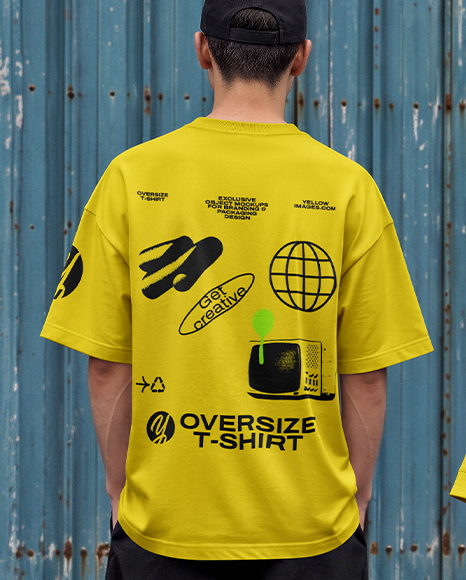 Young Couple Wearing Oversized T-Shirts Mockup
