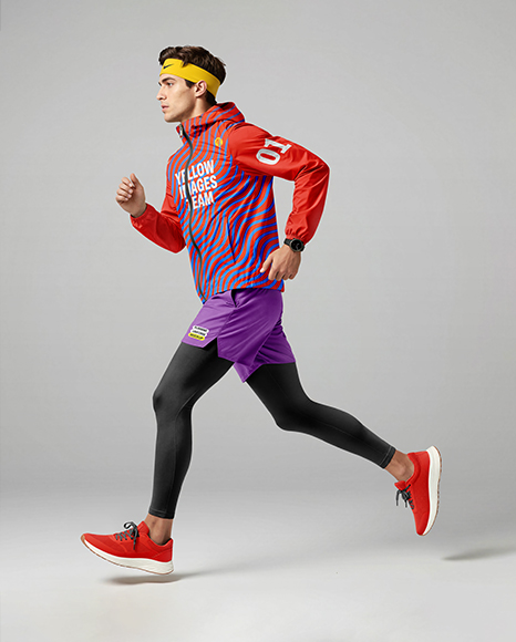 Young Man Wearing Full Running Kit Mockup