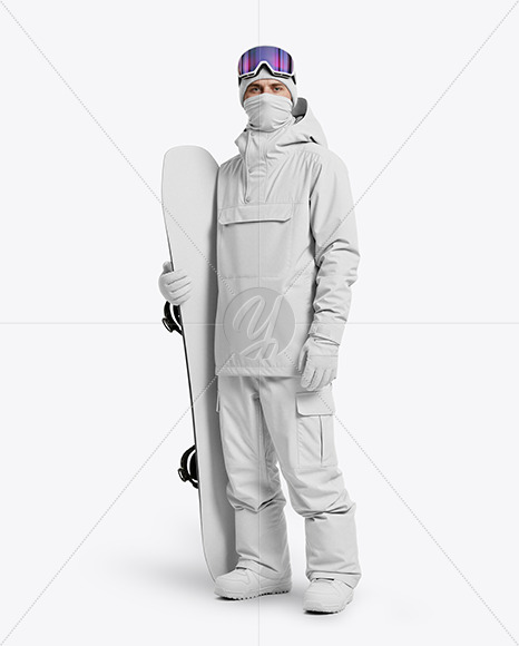 Young Man Wearing Full Snowboard Kit Mockup
