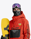Young Man Wearing Full Snowboard Kit Mockup