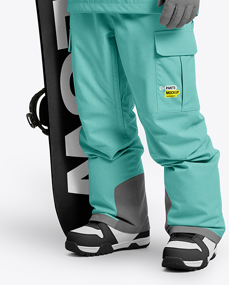Young Man Wearing Full Snowboard Kit Mockup