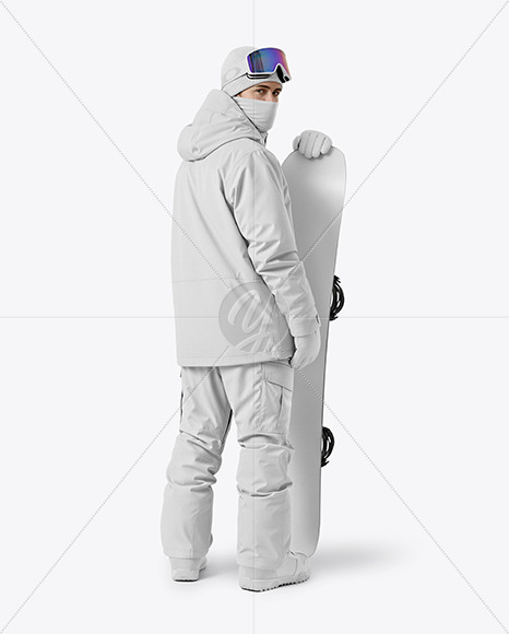 Young Man Wearing Full Snowboard Kit Mockup