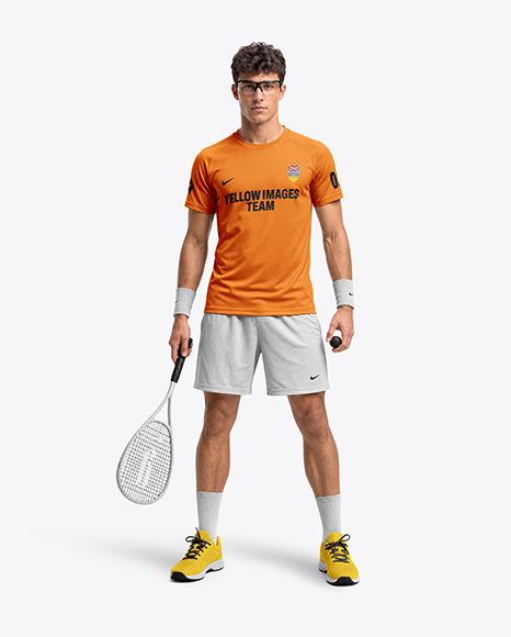 Young Man Wearing Squash Uniform Mockup