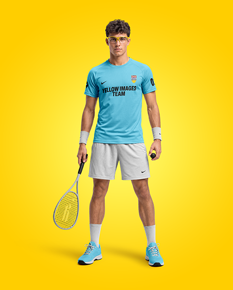 Young Man Wearing Squash Uniform Mockup