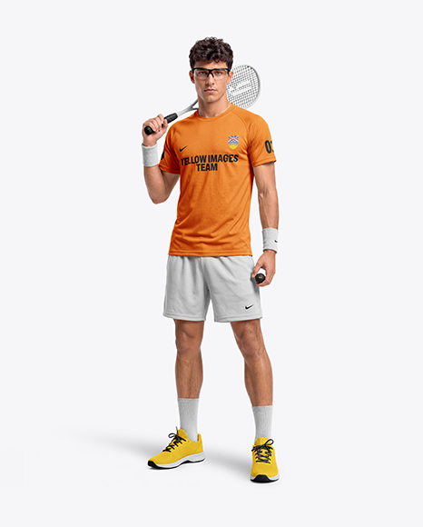 Young Man Wearing Squash Uniform Mockup