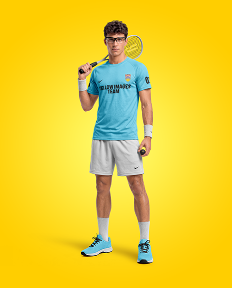 Young Man Wearing Squash Uniform Mockup