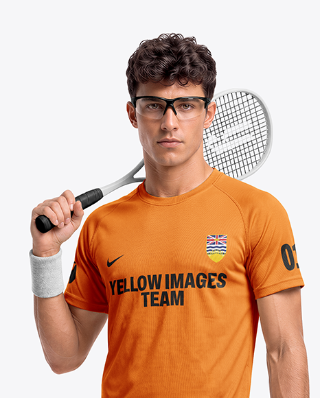Young Man Wearing Squash Uniform Mockup