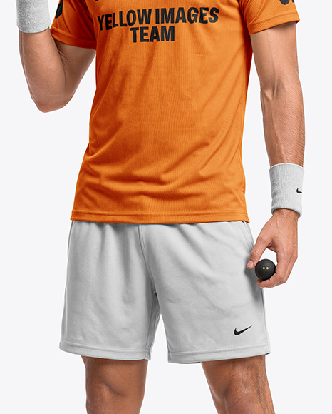 Young Man Wearing Squash Uniform Mockup