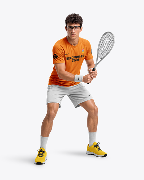 Young Man Wearing Squash Uniform Mockup