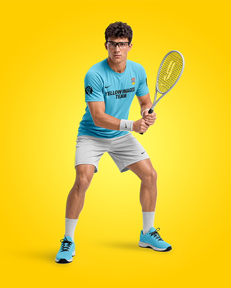 Young Man Wearing Squash Uniform Mockup