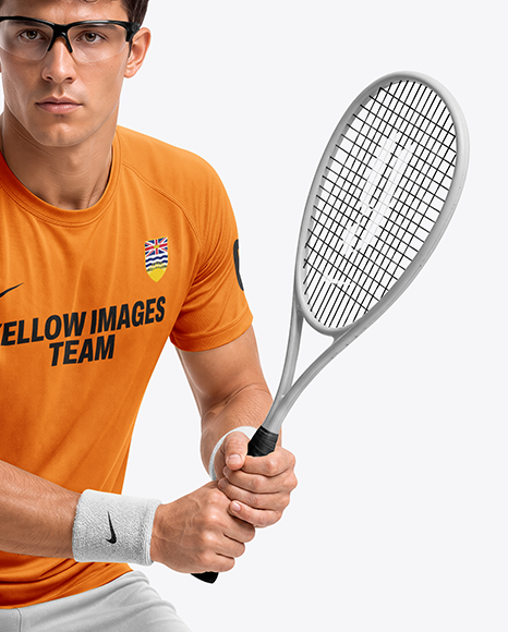 Young Man Wearing Squash Uniform Mockup