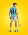 Young Man Wearing Squash Uniform Mockup