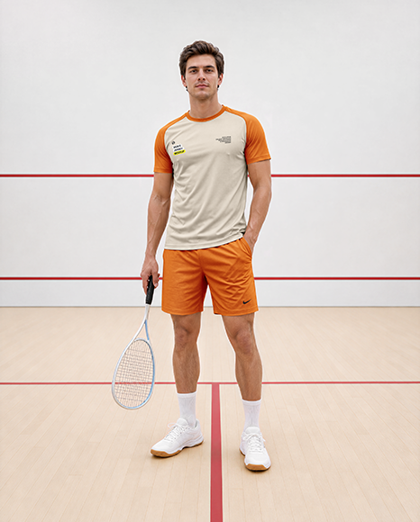 Young Man Wearing Squash Uniform Mockup
