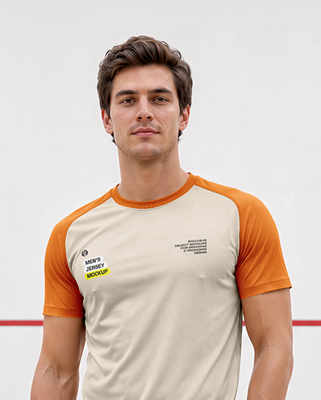 Young Man Wearing Squash Uniform Mockup