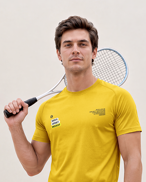 Young Man Wearing Squash Uniform Mockup