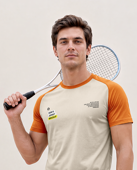 Young Man Wearing Squash Uniform Mockup