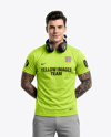 Man Wearing T-Shirt with Headphones Mockup
