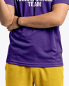 Young Asian Man with Game Controller Wearing eSports Jersey Mockup