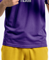 Young Asian Man with Game Controller Wearing eSports Jersey Mockup