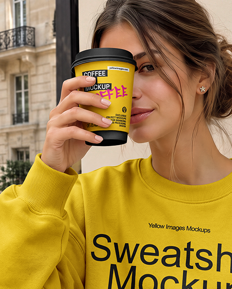 Young Woman Wearing an Oversized Sweatshirt Mockup