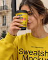 Young Woman Wearing an Oversized Sweatshirt Mockup