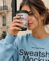 Young Woman Wearing an Oversized Sweatshirt Mockup