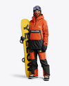 Young Woman Wearing Full Snowboard Kit Mockup