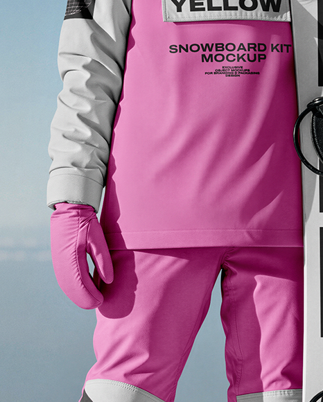 Young Woman Wearing Full Snowboard Kit Mockup