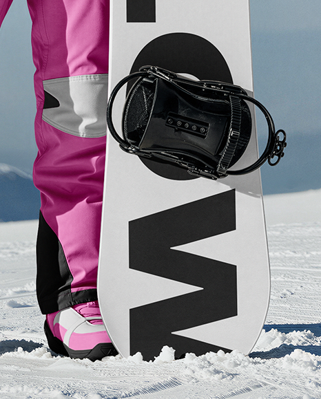 Young Woman Wearing Full Snowboard Kit Mockup