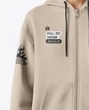Young Woman Wearing Full-Zip Hoodie Mockup