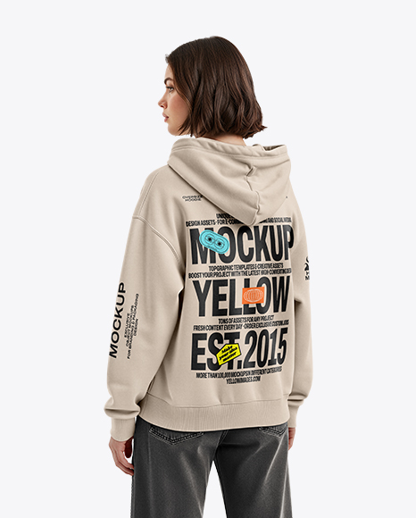 Young Woman Wearing Full-Zip Hoodie Mockup