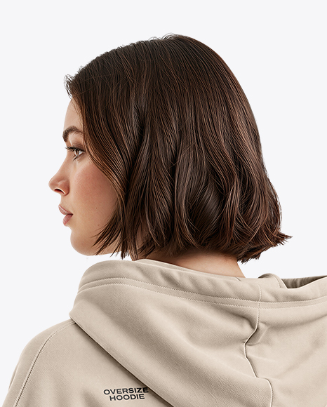 Young Woman Wearing Full-Zip Hoodie Mockup