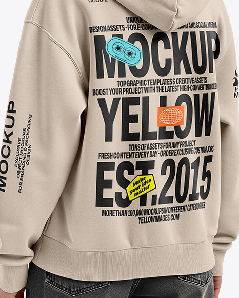 Young Woman Wearing Full-Zip Hoodie Mockup