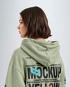 Young Woman Wearing Full-Zip Hoodie Mockup