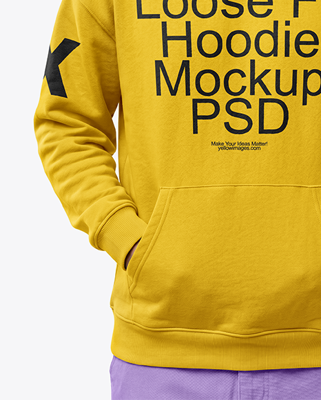 Young Woman Wearing Hoodie with Headphones Mockup