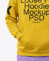 Young Woman Wearing Hoodie with Headphones Mockup