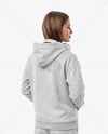 Young Woman Wearing Hoodie with Headphones Mockup
