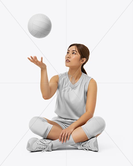 Young Woman Wearing Volleyball Kit Mockup