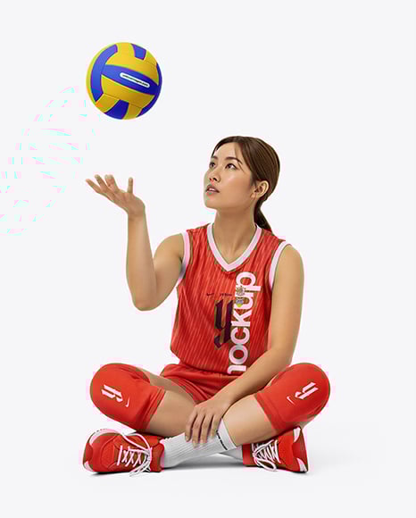 Young Woman Wearing Volleyball Kit Mockup