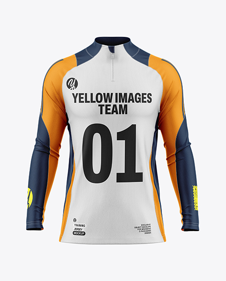 Training Zipper Long Sleeve Jersey Mockup - Front View