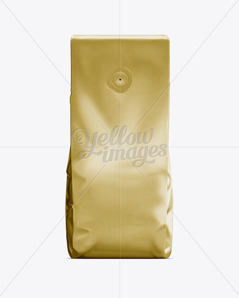 Coffee Bag With Valve Gold in Bag & Sack Mockups on Yellow Images